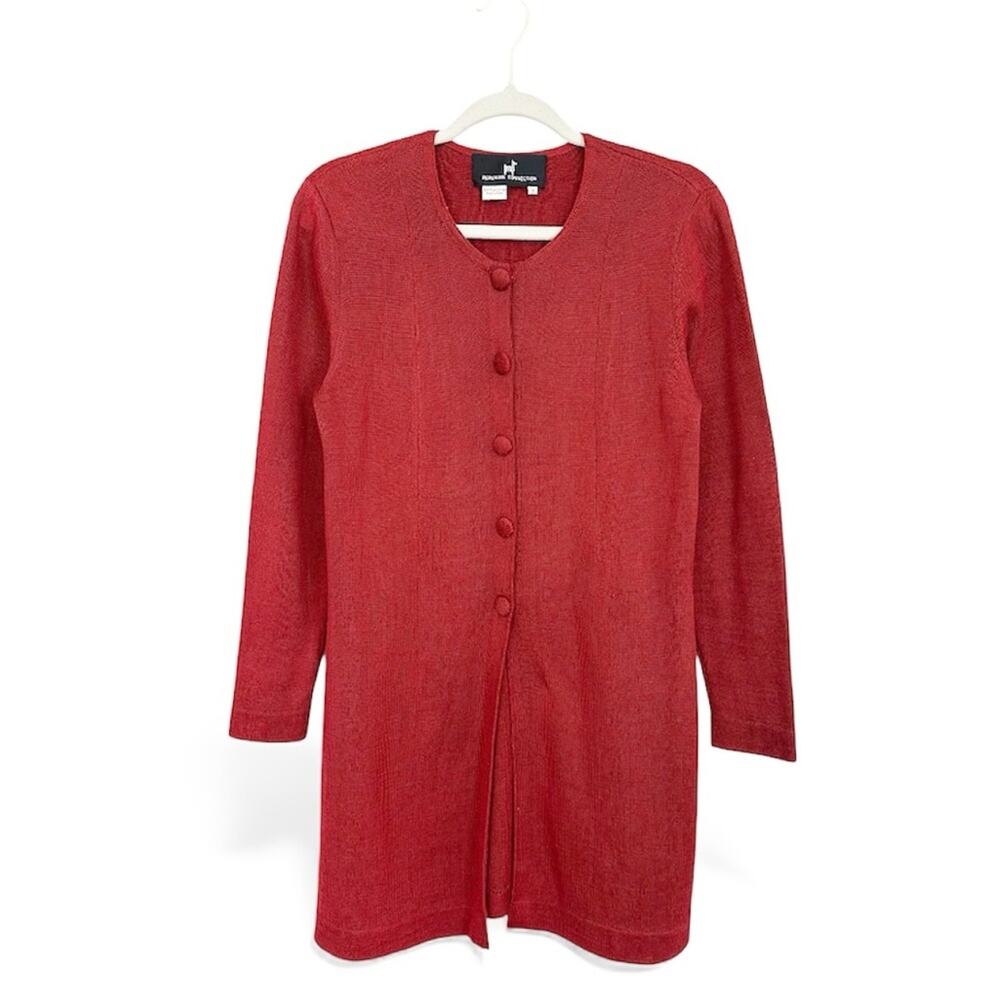 Peruvian Connection Pima Cotton Red Long Cardigan Sweater Size Small EUC